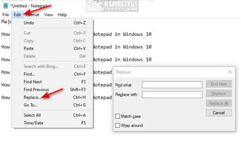 How To Find And Replace Text In Notepad In Windows 10 And 11 Majorgeeks