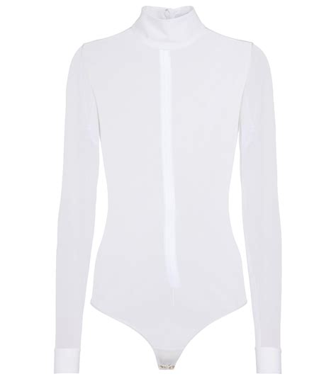 Burberry Sheer Turtleneck Bodysuit In White Lyst