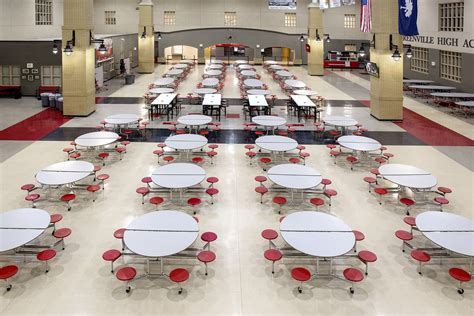 School Cafeteria Design Enhanced With Classic Look Of Light Fixtures