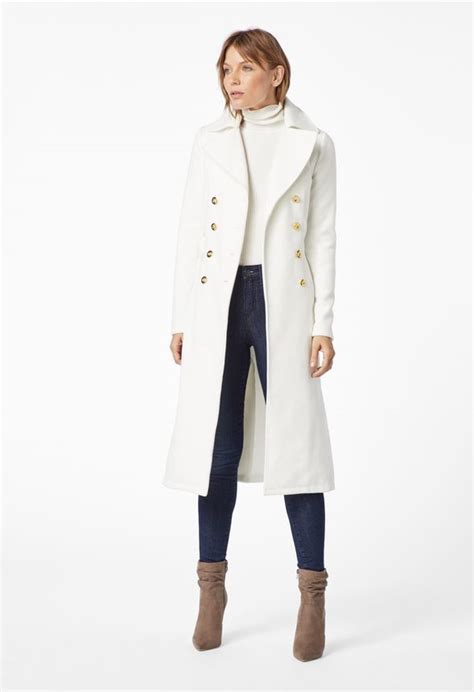 Long Wool Trench Coat Clothing In Soft White Get Great Deals At Justfab