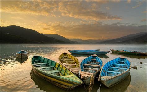 Lake Boat Landscape Colorful Wallpapers Hd Desktop And Mobile