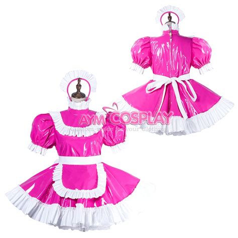 Hot Pink Sissy Maid Pvc Dress Lockable Tailor Made G2185 In Womens