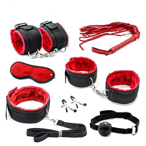 porno sex toys bdsm bondage set kits handcuffs nipple clamps whip mouth gag anal beads butt plug