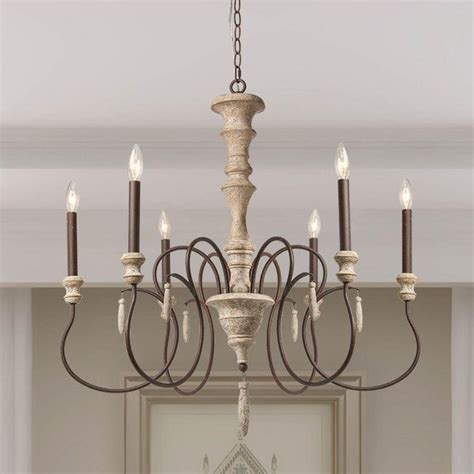 Lnc Ivory White Wood Shabby Chic French Country Candlestick Chandelier