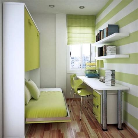 Neat Green Home Office In Very Small Bedroom Design Ideas