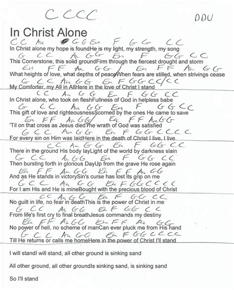 In Christ Alone Hymn Guitar Chord Chart In C Major Guitar Chords