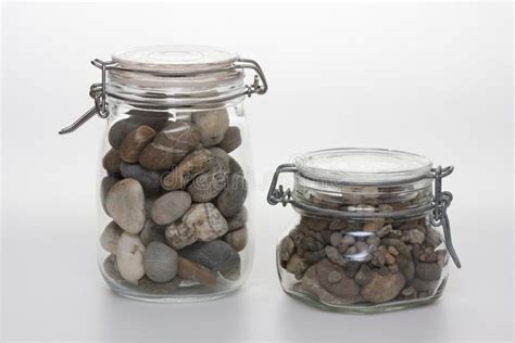 Preserving Jars Filled With Pebbles Stock Image Image Of Brown Grey