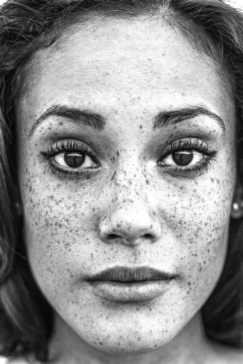 Freckle Portrait Black And White Black And White Face Eye
