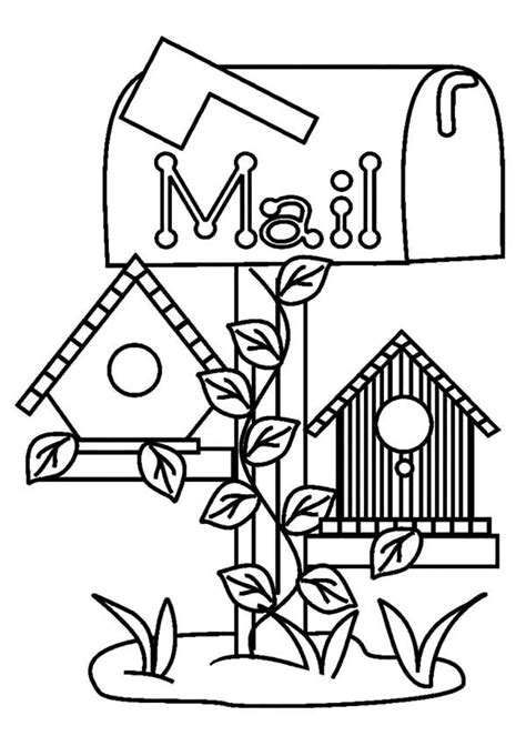 Easy and free to print birdhouse coloring pages for children. Bird House Under Mail Box Coloring Pages : Best Place to Color