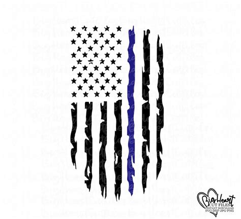 Distressed Police Flag Svgpngdxfinstant Download Thin Blue Line