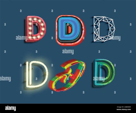 A Character Set Of 6 Different Styled Font Vector Stock Vector Image