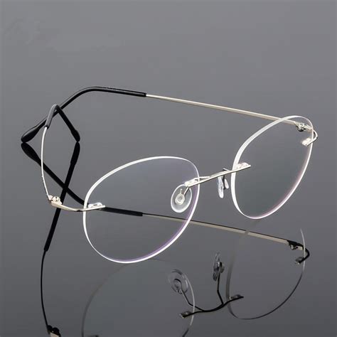 Retro Round Foldable Ultra Light Memory Titanium Alloy Myopia Eyeglasses Rimless Elasticity