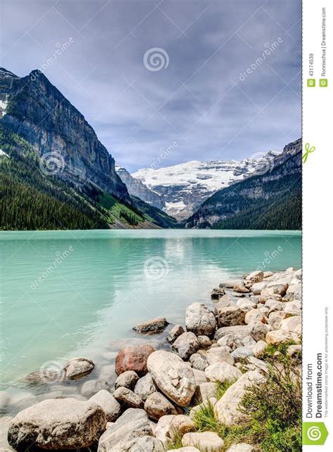 Beautiful Lake Louise In The Canadian Rockies Stock Photo