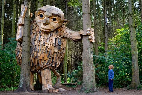 Artist Creates Giant Wood Sculptures And Hides Them In Copenhagen Forests