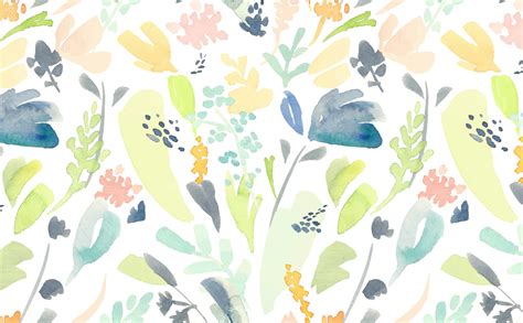 Blue Watercolor Floral Wallpaper Colorful Fabrics Digitally Printed
