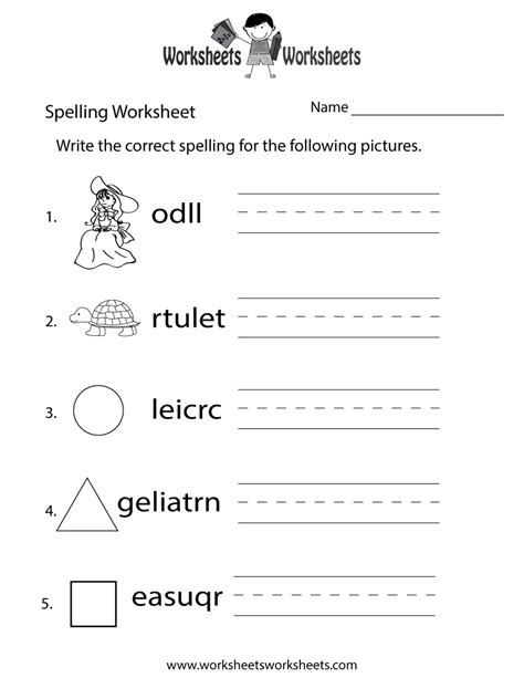 Spelling Practice Worksheet Worksheets Worksheets