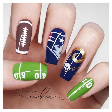 Super Bowl Nails Using All Opi Polish Who Are You Rooting For