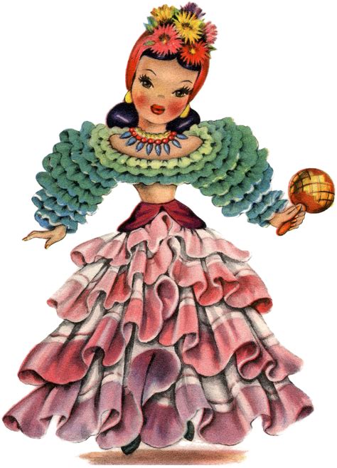 Retro Latin America Doll Image The Graphics Fairy