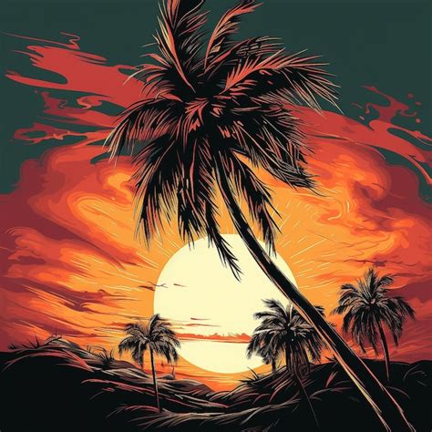 Page 3 Sunset Palm Tree Drawing Images Free Download On Freepik