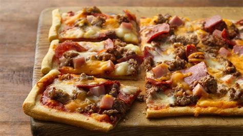 This familiar, meaty pizza starts with the crust and is made with real cheese and tomato sauce, as it delivers a smoky, bold flavor. Mega-Meat Pizza Recipe - Pillsbury.com