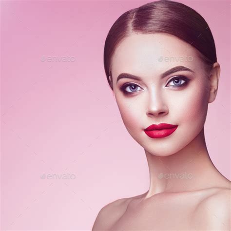 Beautiful Woman Face With Perfect Makeup Stock Photo By Heckmannoleg
