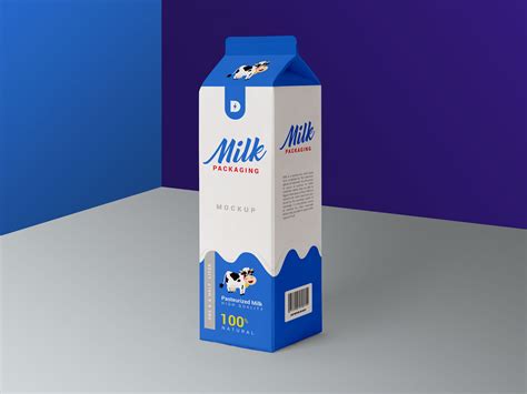 Free Milk Carton Box Packaging Mockup Psd Designbolts