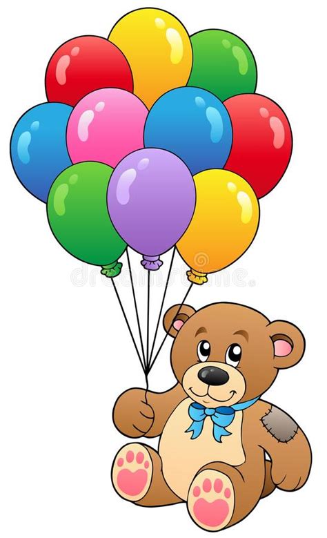 Cute Teddy Bear Holding Balloons Stock Vector Illustration Of Cute