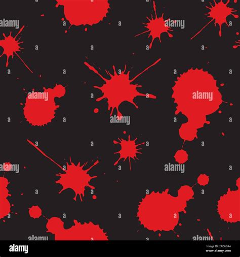 Red Blood Stains Seamless Patternscary Backgroundhand Drawn Vector