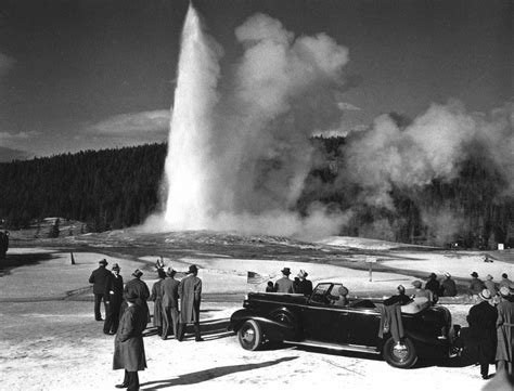 fdr watches “old faithful” at yellowstone 1937 r oldschoolcool