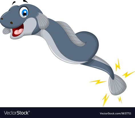 Cute Electric Eel Cartoon Posing Royalty Free Vector Image