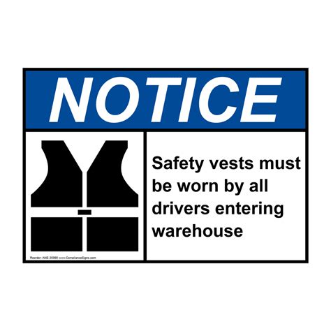 ansi safety vests must be worn by sign with symbol ane 35990