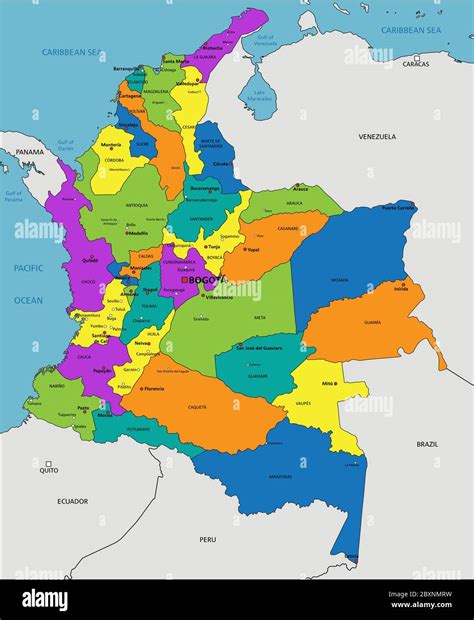 Mapa Politico De Colombia Animado Ilustracion De Mapa Vectorial