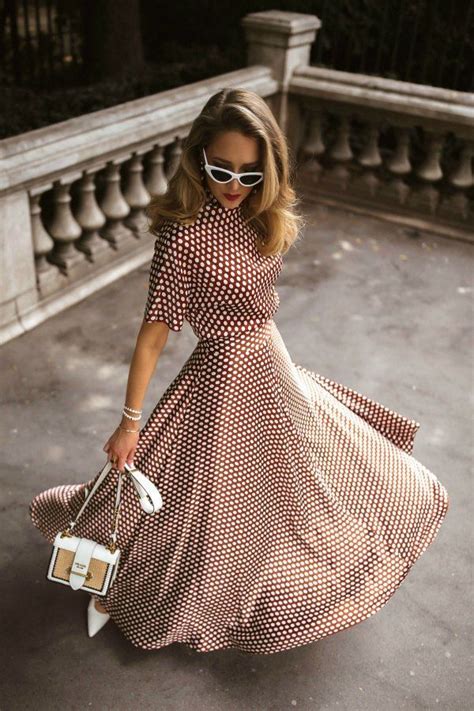 Pretty Woman Vibes The Brown Polka Dot Set Silk Polka Dot Maxi Skirt With Coordinating Polka