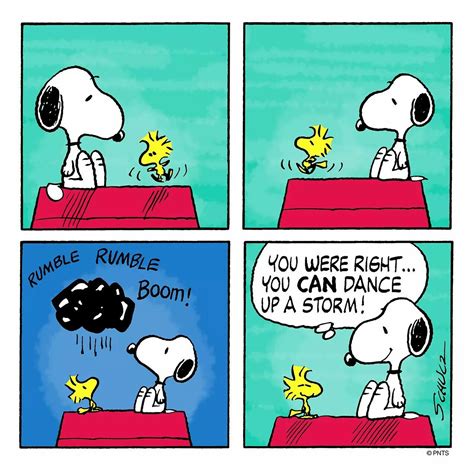 Woodstock Dancing Up A Storm Snoopy Cartoon Snoopy Comics Peanuts