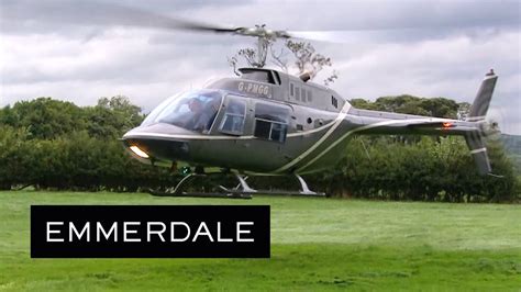 Emmerdale Rebecca White Lands In Emmerdale In A Helicopter Youtube