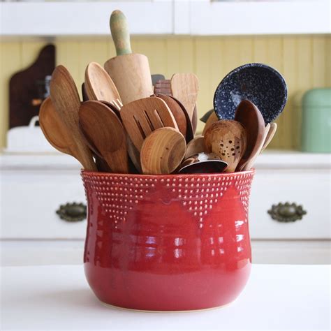 Check out our ceramic utensil holder red selection for the very best in unique or custom, handmade pieces from our jars & containers shops. Jumbo Utensil Holder - Color Collection — Back Bay Pottery ...