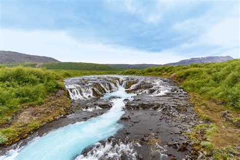 Bruarfoss Turquoise Waterfall South Iceland Stock Image Image Of