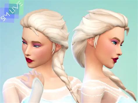 The Sims Resource Elsa Braided Hair Maxis Match By Kikisimlive Sims
