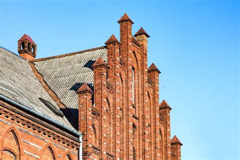 Old Red Brick House In The English Gothic Revival Style Stock Photo