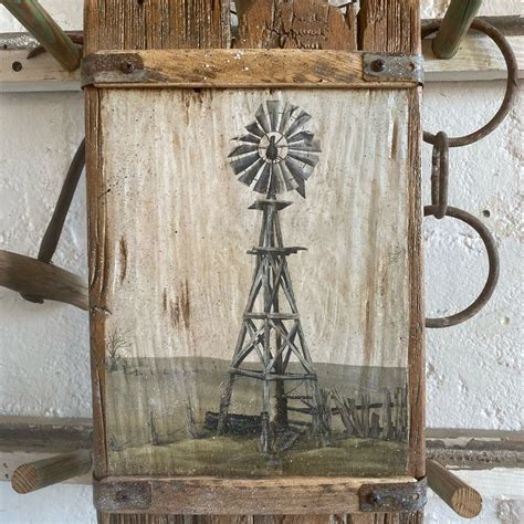 Rustic Old Windmill Barnwood Wallhanging Farmhouse Decor Etsy