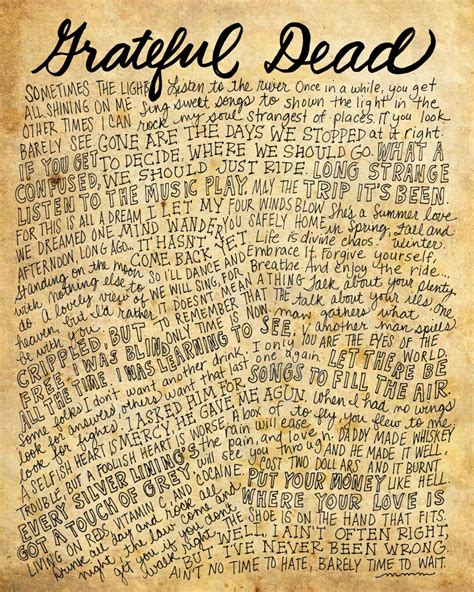 The Grateful Dead Lyrics And Quotes 8x10 Handdrawn By Mollymattin