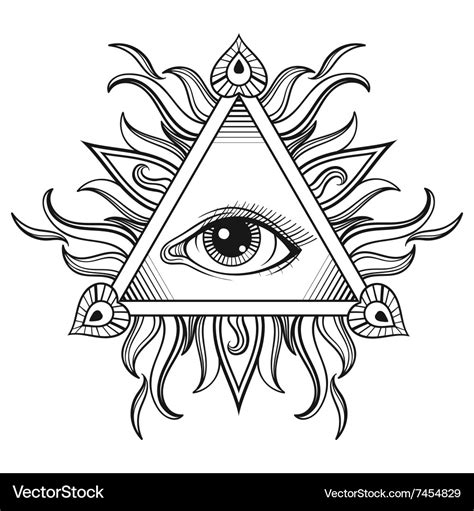 All Seeing Eye Pyramid Symbol In Tattoo Royalty Free Vector