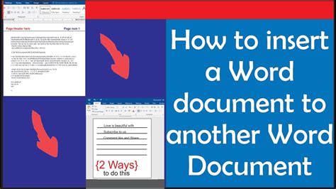 How To Insert A Word Document To Another Word Document Youtube