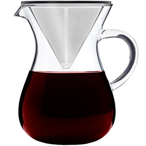 Drip Coffee Maker Glass Carafe With Pour Over Stainless