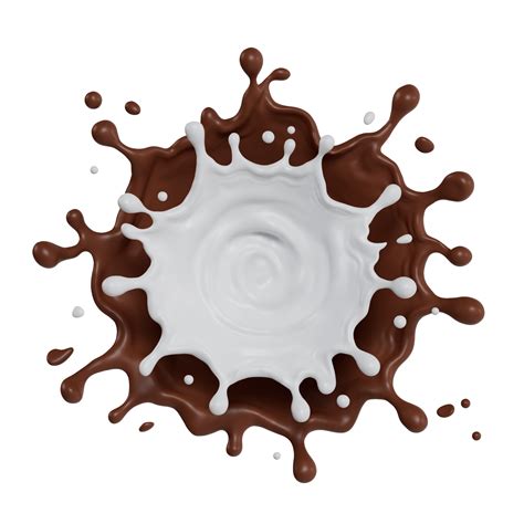Milk And Chocolate Splashes Isolated D Render Illustration PNG
