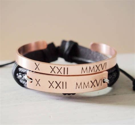 Personalized Roman Numeral Bracelet Couples Bracelets Etsy Matching