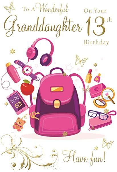 Special Granddaughter 13th Birthday Card Icg 7270 Pink Balloons Foil And Flitter Finish