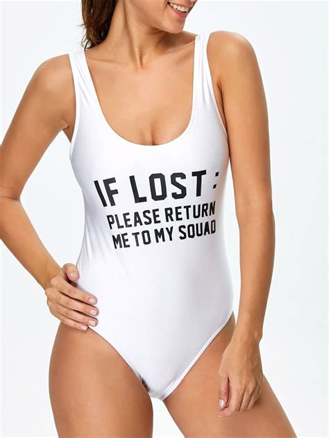 2018 If Lost Letter Unlined One Piece Swimsuit In White M
