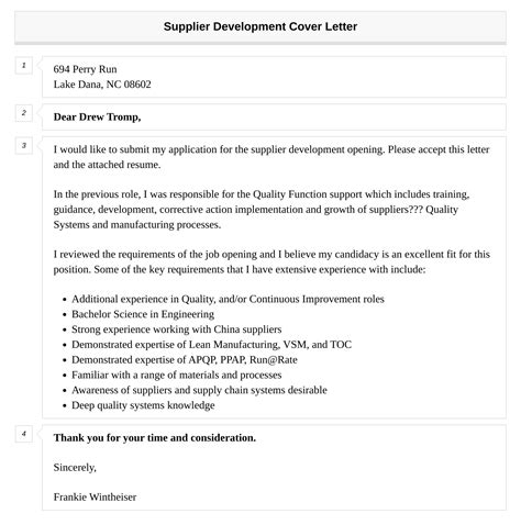 Supplier Development Cover Letter Velvet Jobs