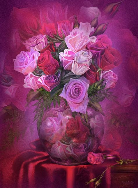 Roses In Rose Vase By Carol Cavalaris Rose Art Rose Vase Flower